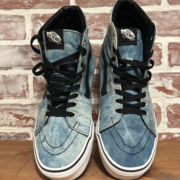Vans Sk8 Hi Denim Patches Acid Wash Women’s Sz 10 - Picture 8 of 11
